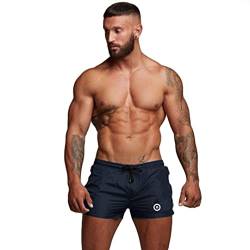 Ducomi Bov Herren Badehose - Badeshorts und Poolshorts mit Doppeltasche und internem Netz - Schnell trocknende Kurze Badehose für Schwimmen, Beachvolleyball, Strand und Surfen (Blau, M) von Ducomi