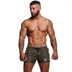 Ducomi Bov Herren Badehose - Badeshorts und Poolshorts mit Doppeltasche und internem Netz - Schnell trocknende Kurze Badehose für Schwimmen, Beachvolleyball, Strand und Surfen (Grün, M) von Ducomi