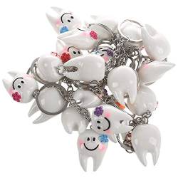 20 Stück Schlüsselanhänger-Schnalle, niedlicher Anhänger für Zähne, Weiß & Silber, one size von Duendhd