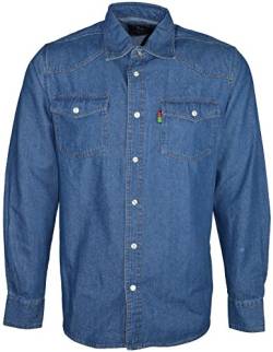 Große Großen King-size Herren Rockford Duke Westliche Jeanshemd Stonewash Blau Langärmeliges Oberteil - XXL von Duke London