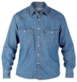 Duke KS1023 Jeans Western-Hemd blau in Übergrößen: Farbe: stone | Kragenweite: 53/54-5XL von Duke