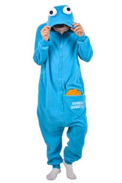 Duledule Cookie Monster Onesie Kostüm Relaxo Jumpsuit Sesamstraße Pyjama Tier Erwachsene Schlafanzug Weihnachten Karneval Halloween SY-LanZMJ M von Duledule