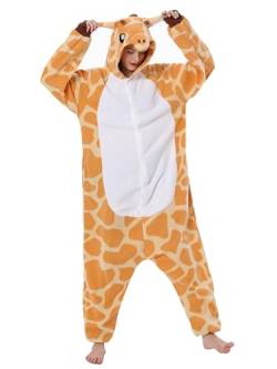 Duledule Relaxo Kostüm Onesie Damen Jumpsuit Giraffe Onesies Tier Herren Pyjama Fasching Halloween Weihnachten Schlafanzug Erwachsene CJL-L von Duledule