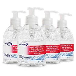 dulgon Hand Hygiene Gel beseitigt 99% der Bakterien & spezielle Viren - 4er Pack Hand Gel Pure 300 ml bakterizid & begrenzt viruzid mit Spender für unterwegs - Hygiene Handgel antibakteriell von Dulgon