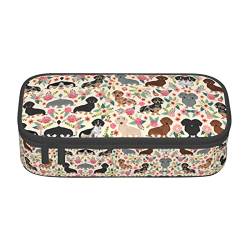 Dulzan Bunte Marmor Pastell Rosa Blau Lila Federmäppchen Tasche Stifteetui Einfache Schreibwaren Tasche Schule College Büro Organizer, Niedlich, Hund Floral, Einheitsgröße, Koffer von Dulzan