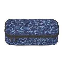 Dulzan Federmappe mit natürlichem Pflanzenfarnblatt, einfache Schreibwarentasche, Schule, Uni, Büro, Organizer, niedlich, Blau Camouflage-Muster, Einheitsgröße, Koffer von Dulzan