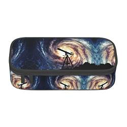 Dulzan Space Galaxy mit Teleskop, Federmäppchen, Stifteetui, einfache Schreibwarentasche, Schule, Uni, Büro, Organizer, niedlich, Weltraum-Galaxie mit Teleskop, Einheitsgröße, Koffer von Dulzan