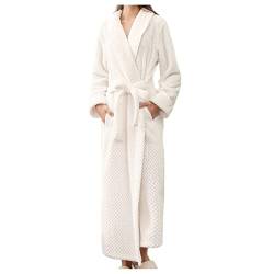 Duohropke Bademantel Damen Und Herren Flauschiger Warm Lange Bademantel Frottee Fleece Morgenmantel Mit Taschen Plüsch Kuschelige Frauen Hausmantel Robe Saunamantel Kimono von Duohropke