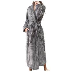 Duohropke Bademantel Damen Und Herren Flauschiger Warm Lange Bademantel Frottee Fleece Morgenmantel Mit Taschen Plüsch Kuschelige Frauen Hausmantel Robe Saunamantel Kimono von Duohropke