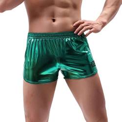Duohropke Herren Glanz Metallic Shorts Hotpants Lederoptik Boxershorts Trunks Glitzer Strand Badeshorts Sport Gym Jogger Kurze Hose von Duohropke