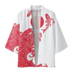 Duohropke Herren Kimono Cardigan Japan Happi Kimono Hanfu Langarmshirts Japan Harajuku Anime Robe Anime Kleidung Unisex Lose Bluse Sommer Tops Robe von Duohropke