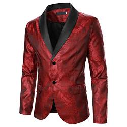 Duohropke Herren Pailletten Sakko Gold Glitzer Blazer Slim Fit Hochzeit Mantel Langarm Mantel Anzug Herrenjacke Performance-Kostüm für Hochzeit und Party von Duohropke