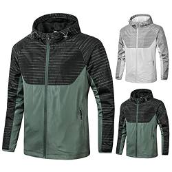 Duohropke Herren Regenjacke Wasserdicht Outdoorjacke Herren Winddicht Atmungsaktiv Regenmantel Dünne Übergangsjacke Outdoor Winddicht Strickjacke Wandernjacke Regenanzug von Duohropke