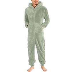 Duohropke Herren Schlafanzug Flanell Hausanzug Winter Pyjama Set Lang Zweiteiliger Schlafanzug mit Kapuze von Duohropke