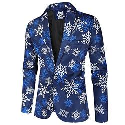 Duohropke Herren Weihnachtsblazer Bedruckte Langarm Anzugjacke Xmas Kostüm Blazer Slim Fit Blazer Freizeit Sakkos von Duohropke