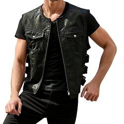 Duohropke Herren Westen Lederweste Herren Motorradweste Lederweste Chopper Weste Kunstleder Biker Rocker Motorrad Clubweste Schnürung Weste Motorrad Team Punk Leder Weste Mantel Kunstleder Weste von Duohropke