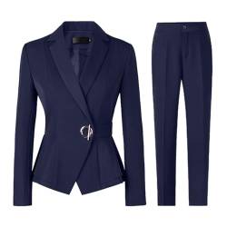 Duohropke Hosenanzug Damen Festlich Elegant Business Hosenanzüge 2 Teiler Abendrobe Outfit Set Langarm Anzugjacke und Anzughosen Zweiteilig Büro Slimfit Formal Modern Festlicher Suit Abendanzug von Duohropke