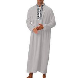 Duohropke Kaftan Herren Baumwolle Leinen Sommer Cool Jilbab Herren Muslim Robe Gebetskleidung für Männer Islamische Kleidung Thobe Marokkanische Afghanische Arabische Kleidung von Duohropke