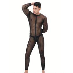 Duohropke Latex Catsuit Männer Herren Jumpsuit aus Wetlook Material Slim Fit Latex Glänzend Overall Sexy Oberteil Lack Leder Outfit Muskelshirt Party Clubwear von Duohropke