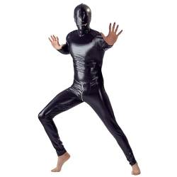 Duohropke Latex Catsuit Männer Herren Jumpsuit aus Wetlook Material Slim Fit Latex Glänzend Overall Sexy Oberteil Lack Leder Outfit Muskelshirt Party Clubwear von Duohropke