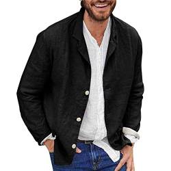 Duohropke Leinen Blazer Herren, Sakko Herren Regular Fit, Blazer Herren Sportlich, Leinen Sakko Mit DREI Knöpfen, Einfarbig, Leichte Anzugjacke Freizeitjacke von Duohropke