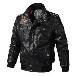 Duohropke Motorrad Schutzjacke Motocross Für Damen Und Herren, Lederjacke Herren Vintage Thermo Lederjacke Mit Stehkragen Viele Taschen Motorradjacke von Duohropke