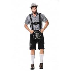 Duohropke Oktoberfest Trachtenhose Herren Lederhose Bayerische Festival Outfit Herren Kurz Trachtenlederhose mit Trägern Lustig Bier Kostüm Trachten Trägerhose Trachtenmode von Duohropke