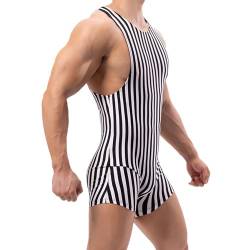 Duohropke Sexy Einteiliger Herren Overalls Glänzende Eng Body Bikini Bodysuit Unterwäsche Kurzarm OverallJumpsuits Wrestling Singlet Stringbody Unterhemd Jockstrap Trikot Tanktop Slips von Duohropke