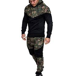 Duohropke Trainingsanzuge Herren Jogginganzug Camouflage Army Sportanzug Jacke Kapuzenjacke Sweatjacke+Hosen Jogginghose von Duohropke