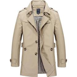 Duohropke Trenchcoat Herren Beige Wollmantel Trench Coat Slim Fit Wollmantel Business Parka Outwear Frühling Lässiger Wintermantel Winddichte Cabanjacke Reißverschluss Jacket von Duohropke