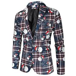 Duohropke Weihnachten Sakko Herren Anzugjacke Slim Fit Anzugjacke Party Revers Sakko Blazer Männer Christmas Festlich Freizeitjacke Herbst Frühling Männer Suit Jacket von Duohropke