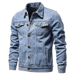 Herren Jeansjacke,Truckerjacke Vintage Jeansjacke Grau Washed Jeansjacke Stretch Übergangsjacke Oversize Destroyed Jacke Winter Herbst Outwear von Duohropke