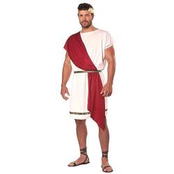 Herren Römischer Kaiser Caesar Kostüm Toga One Shouder Tunika Top mit Gladiator Rock Götter und Helden des Antiken Griechenlands Erwachsenenkostüm von Duohropke