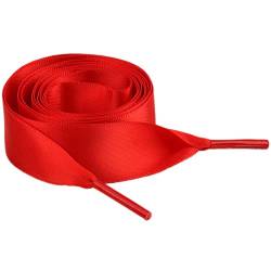 2 Paar Satin Schnürsenkel,100cm lang,2cm breit Universeller Flache Schnürsenke,Reißfeste Schuhbänder zum Binden Ersatz Shoelaces für Alle Unisex Casual Canvas Schuhe unterschiedlicher Größe,Rot von Duories