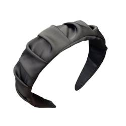 Falten Stoff Stirnbänder für Damen, Haarband für Damen, Breit Damen Stirnband Haarreifen Stirnband Haarbänder Haarreif Kopfband Headband Haarschmuck Zubehör für Frauen Damen Mädchen Schwarz von Duories