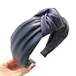 PU-Leder Stirnbänder mit Knoten, Haarband für Damen, Breit Damen Stirnband Haarreifen Stirnband Haarbänder Haarreif Kopfband Headband Haarschmuck Zubehör für Frauen Damen Mädchen Navy blau von Duories