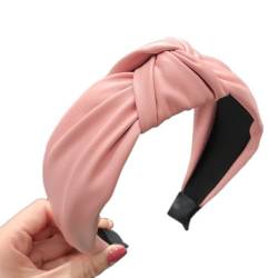 PU-Leder Stirnbänder mit Knoten, Haarband für Damen, Breit Damen Stirnband Haarreifen Stirnband Haarbänder Haarreif Kopfband Headband Haarschmuck Zubehör für Frauen Damen Mädchen Rosa von Duories