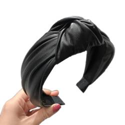 PU-Leder Stirnbänder mit Knoten, Haarband für Damen, Breit Damen Stirnband Haarreifen Stirnband Haarbänder Haarreif Kopfband Headband Haarschmuck Zubehör für Frauen Damen Mädchen Schwarz von Duories