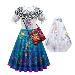 Duorola Mirabel Madrigal Cosplay Kostüm Prinzessin Kleid Stickerei Rock mit Tasche Anzug Halloween Karneval Verkleidung Outfits, Höhe 90cm-160cm, Stil 2, S von Duorola
