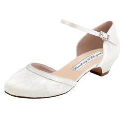 Duosheng & Elegant Brautschuhe Damen Runde Zehen Schnalle HC1620 Laceabsatz Pumps Lace Tanzschuhe Ivory EU 41 von Duosheng & Elegant