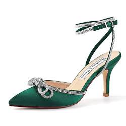 Duosheng & Elegant HC2302 Dark Green Pumps High Heel Sexy Geschlossene Sandalen Damen Sommer Slingpumps Damen für Party Abendschuhe Hochzeitsschuhe Brautschuhe Gr. 38 von Duosheng & Elegant