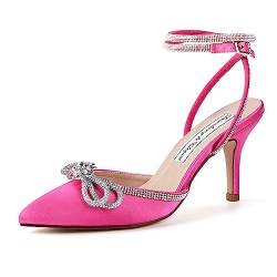 Duosheng & Elegant HC2302 Hot Pink Pumps High Heel Sexy Geschlossene Sandalen Damen Sommer Slingpumps Damen für Party Abendschuhe Hochzeitsschuhe Brautschuhe Gr. 38 von Duosheng & Elegant