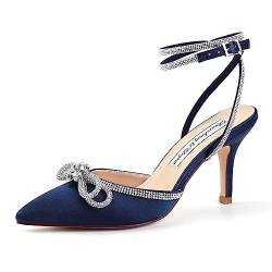 Duosheng & Elegant HC2302 Navy Blau Pumps High Heel Sexy Geschlossene Sandalen Damen Sommer Slingpumps Damen für Party Abendschuhe Hochzeitsschuhe Brautschuhe Gr. 40 von Duosheng & Elegant