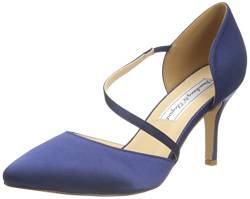 Duosheng & Elegant High Heel Pumps Thong Riemchen Hoch Spitze Zehen Satin Partei Abendschuhe Hochzeitsschuhe Brautschuhe Marineblau Gr. 39 von Duosheng & Elegant