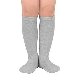 Durio Baby Mädchen Kniestrümpfe Knielang Socken Streifensocken Sportsocken für Kleinkinder Kinder Mädchen und Jungen 3-6 Jahre Grau von Durio