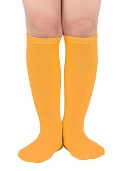 Durio Baby Mädchen Kniestrümpfe Knielang Socken Streifensocken Sportsocken für Kleinkinder Kinder Mädchen und Jungen 3-6 Jahre Orange von Durio