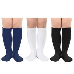 Durio Baby Mädchen Kniestrümpfe Knielang Socken Streifensocken Sportsocken für Kleinkinder Kinder Mädchen und Jungen 3-6 Jahre Schwarz Weiß Marineblau von Durio
