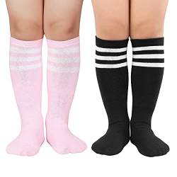 Durio Baby Mädchen Kniestrümpfe Knielang Socken Streifensocken Sportsocken für Kleinkinder Kinder Mädchen und Jungen 3-6 Jahre Zweifarbig A von Durio