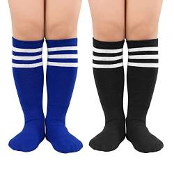 Durio Baby Mädchen Kniestrümpfe Knielang Socken Streifensocken Sportsocken für Kleinkinder Kinder Mädchen und Jungen 3-6 Jahre Zweifarbig B von Durio