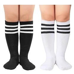 Durio Baby Mädchen Kniestrümpfe Knielang Socken Streifensocken Sportsocken für Kleinkinder Kinder Mädchen und Jungen 3-6 Jahre Zweifarbig D von Durio